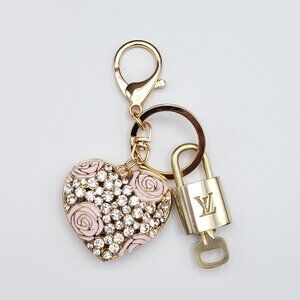 Authentic Louis Vuitton Lock & Key with Unbranded Heart Charm, Keychain